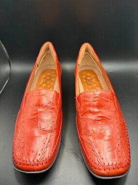 Elites by Walking Cradles Brick Leather Loafers Womens 8N Narrow Slip On Comfort